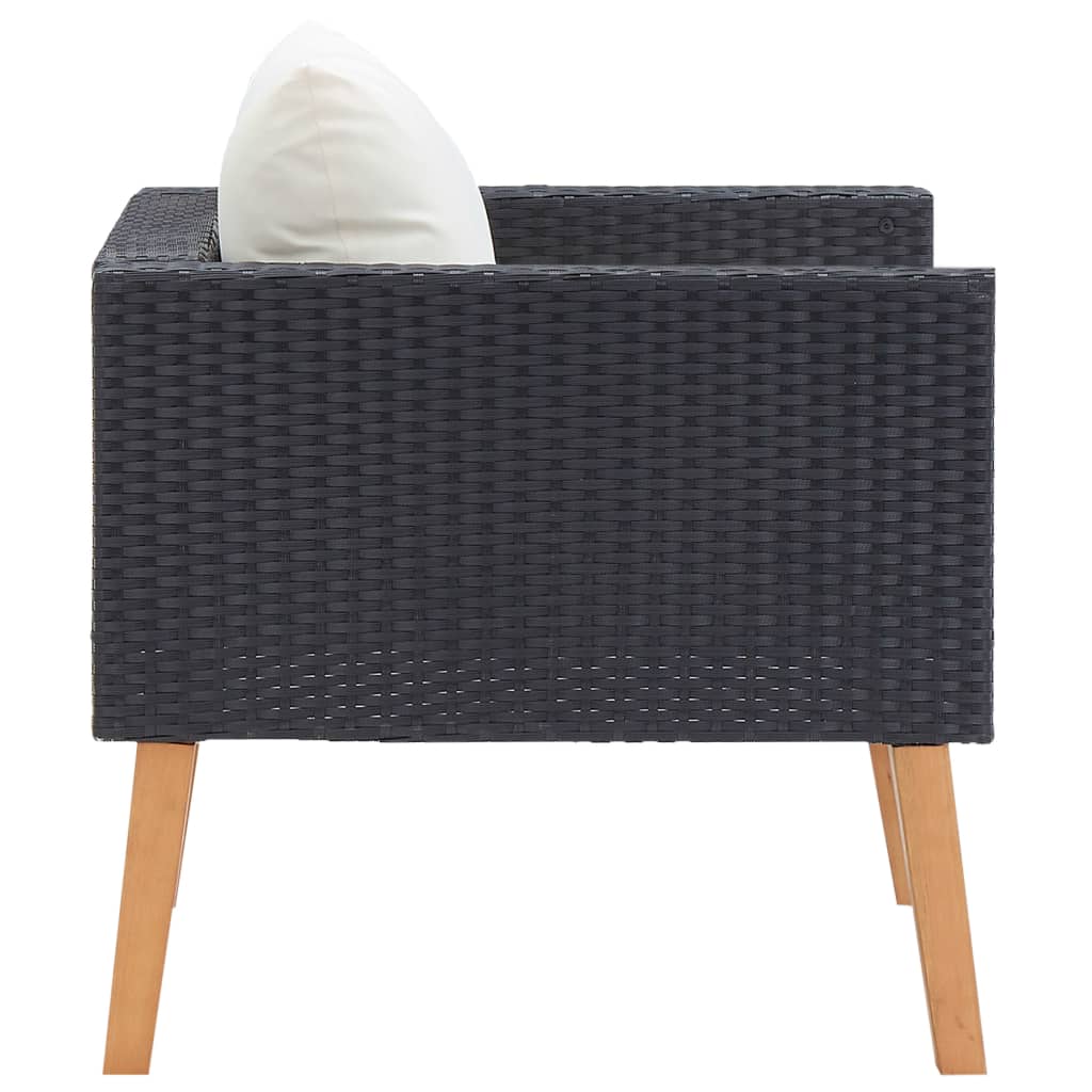 Single Patio Sofa with Cushions Poly Rattan Black L2880