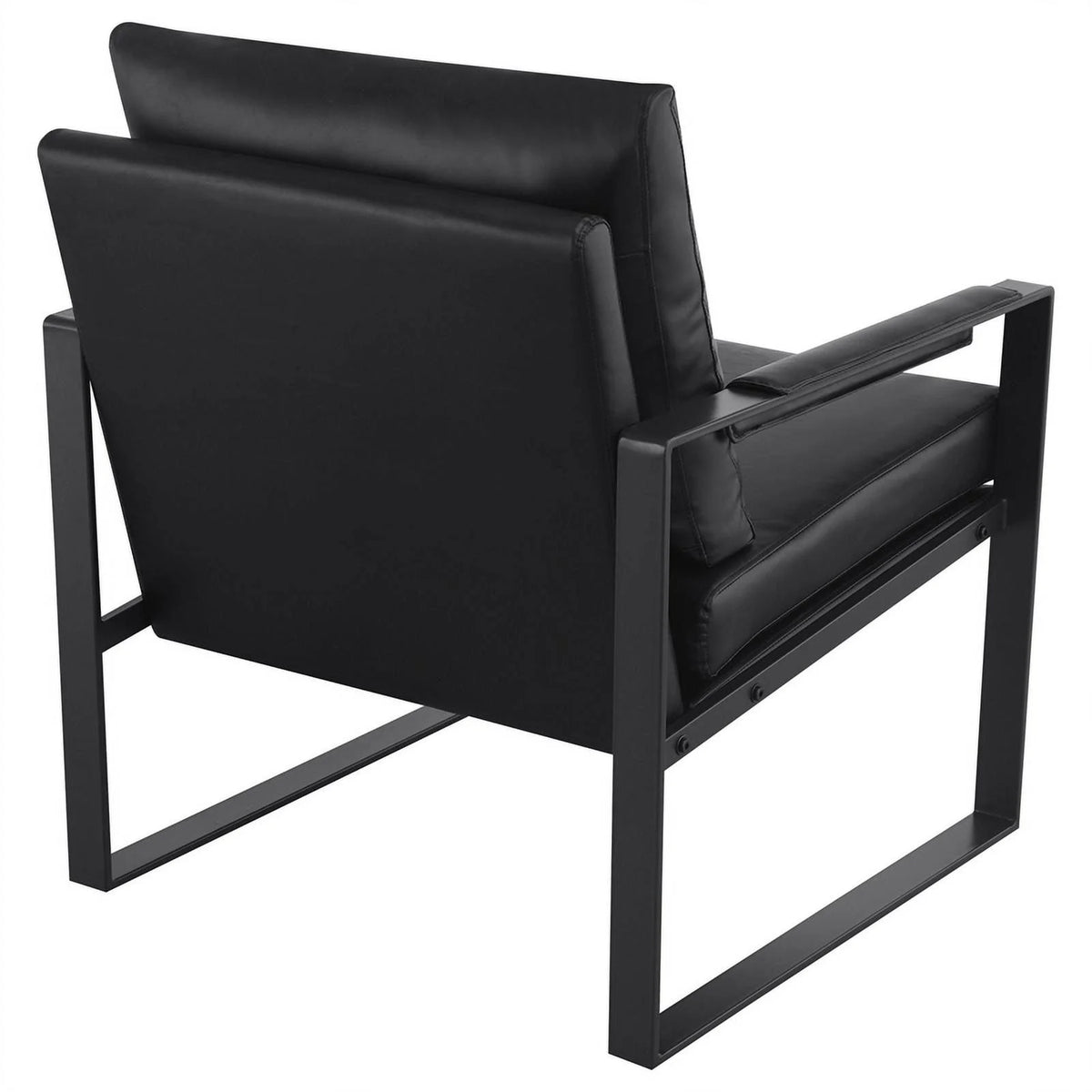 Black Faux Leather Accent Chair with Track Arms D231
