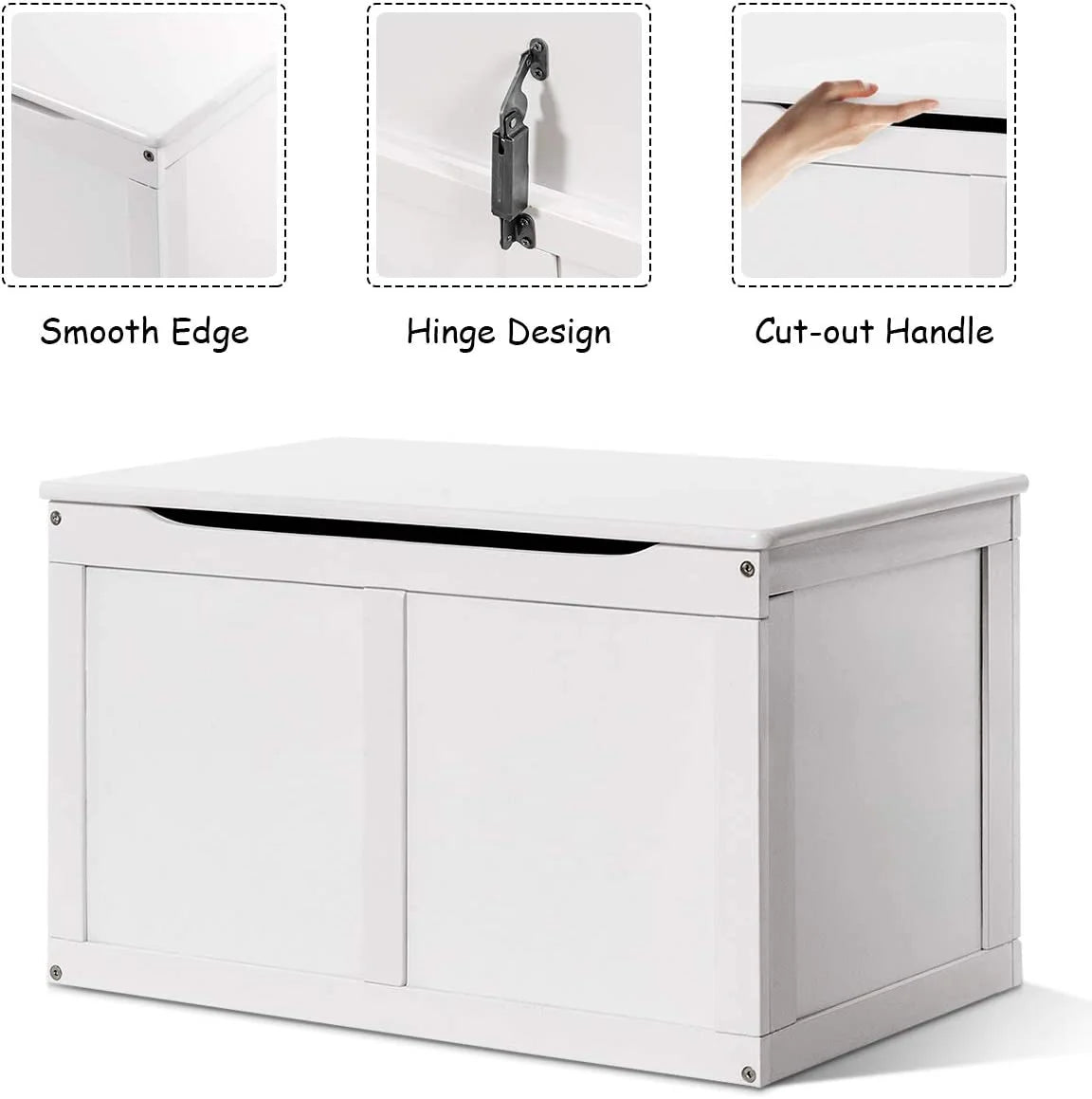 White Wooden Toy Box Storage Chest Bench U3145