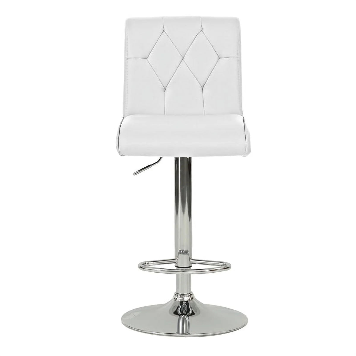 White Faux Leather Adjustable Height Swivel Barstool Set of 2 R8657