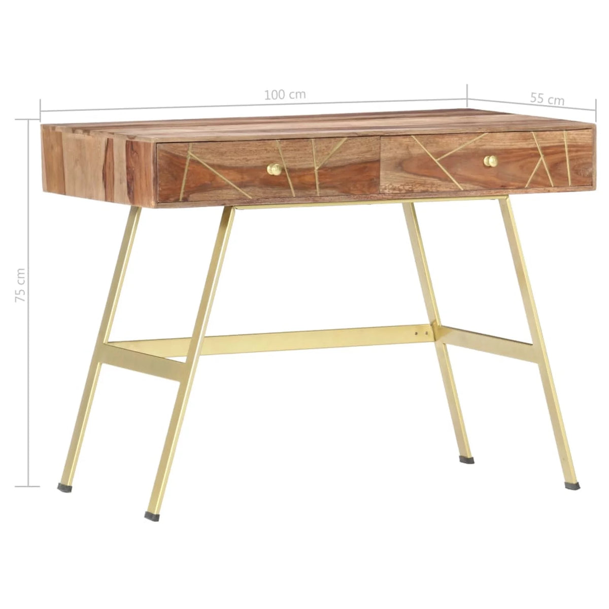 Sheesham Wood Writing Desk with 2 Storage Drawers T73712