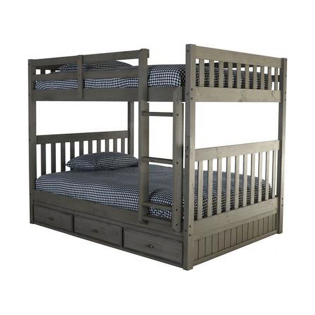3-drawer Wood Full over Full Bunk Bed in Charcoal I237382