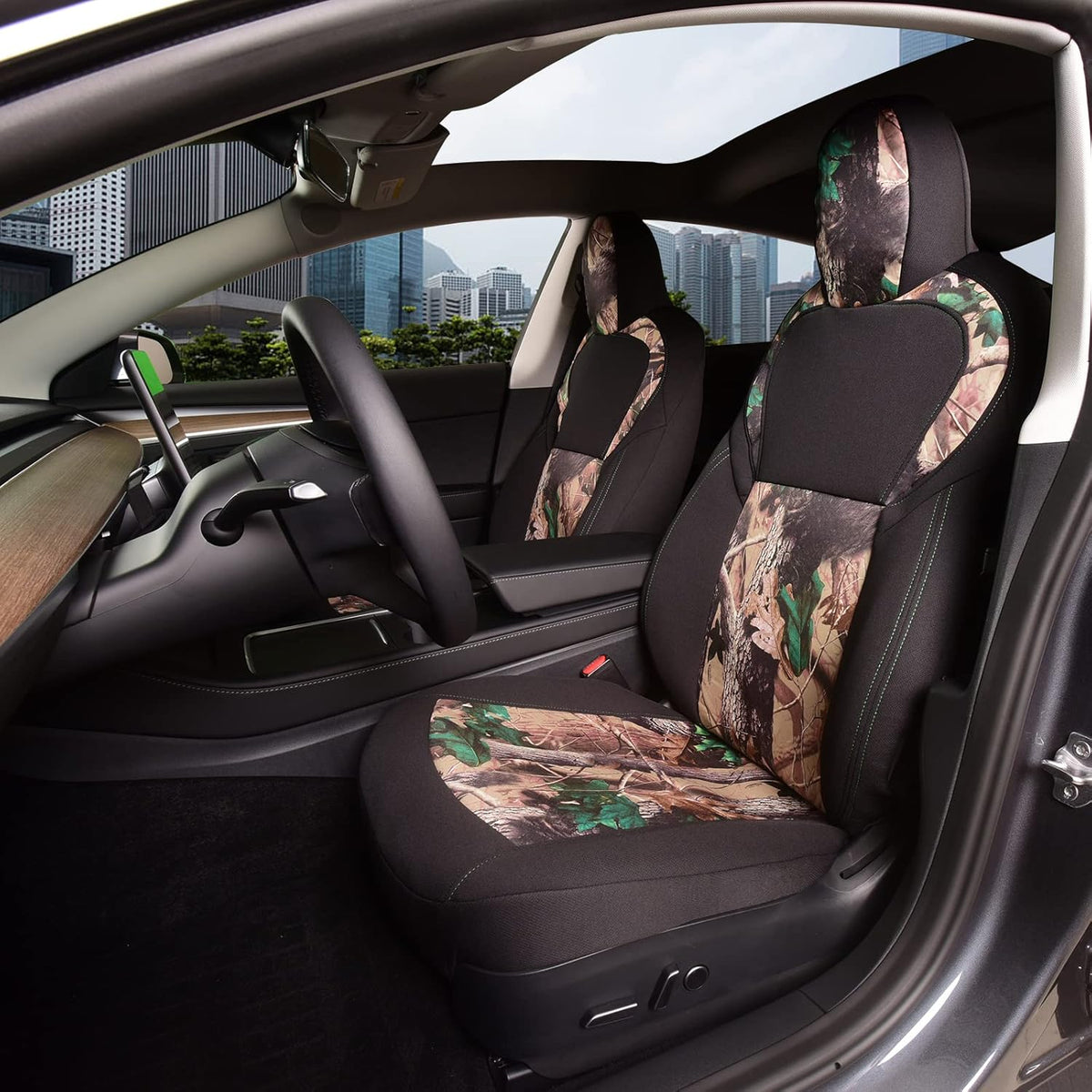 Gray and Black Car Seat Covers Set Q53574