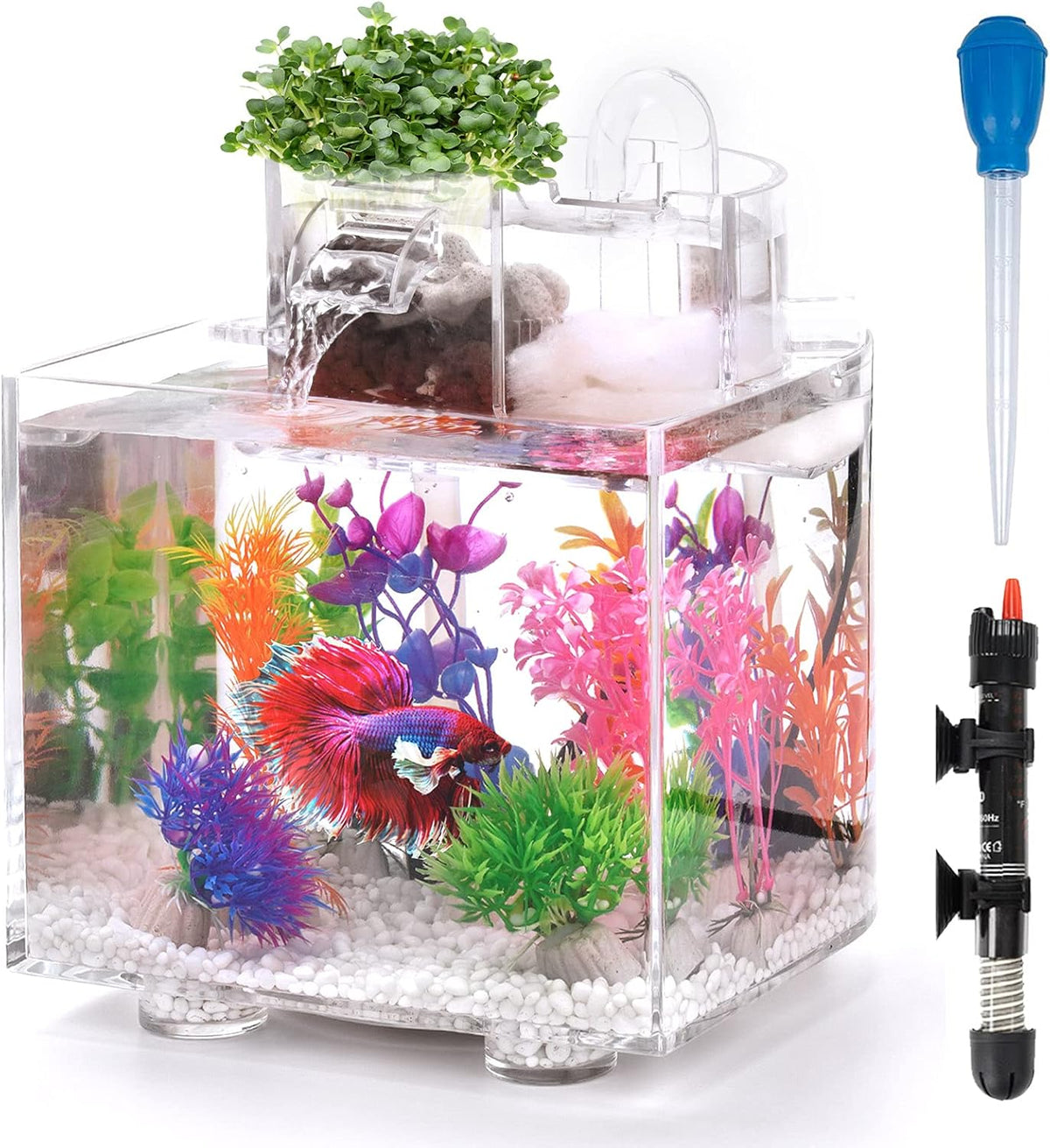 1.6 Gallon Self Cleaning Aquarium with Heater and Filter P794
