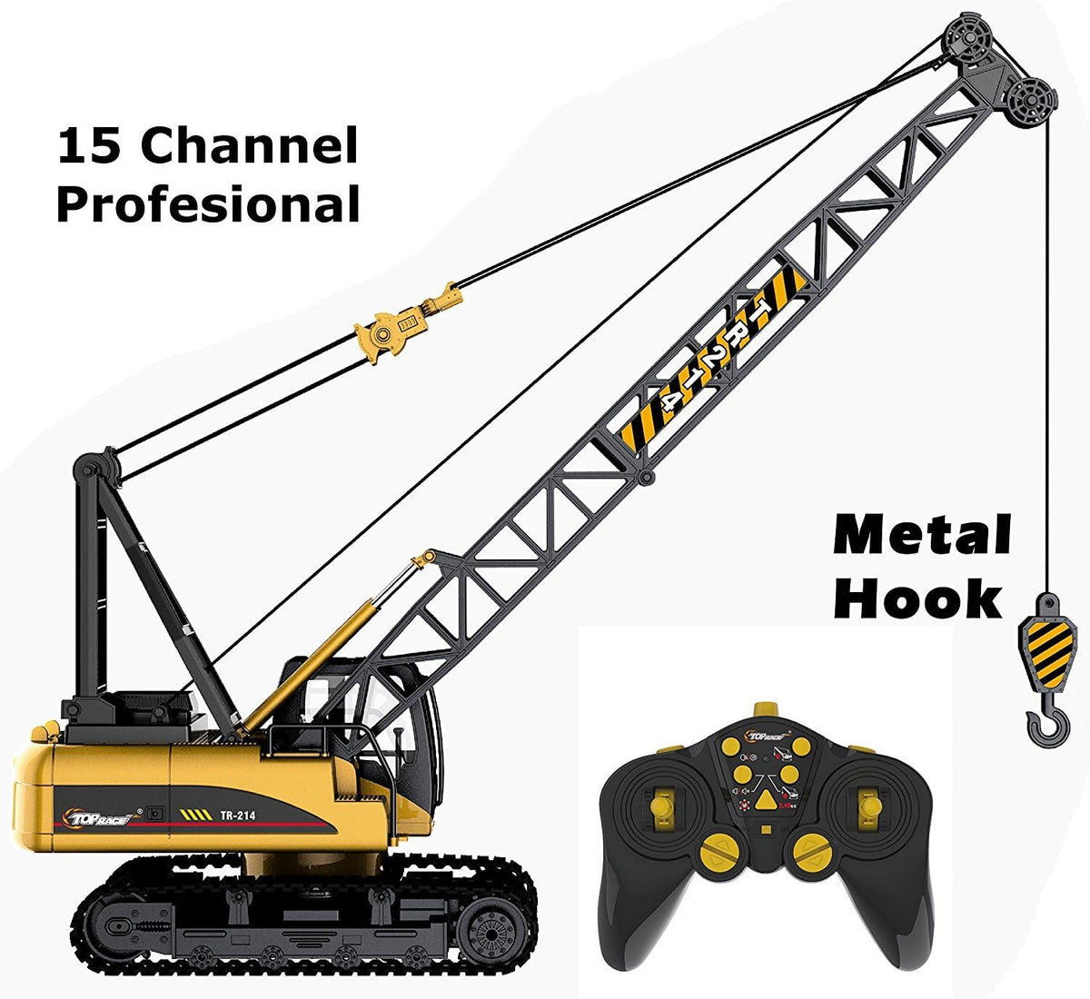 15 Channel 1:14 Scale Battery Powered RC Construction Toy Crane J373357