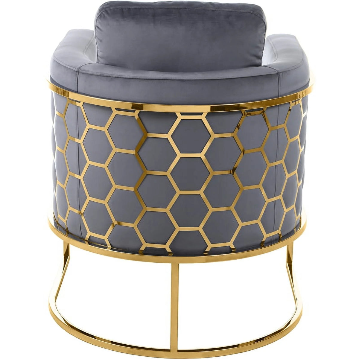 Gray Velvet Chair with Gold Iron Metal Base G66089