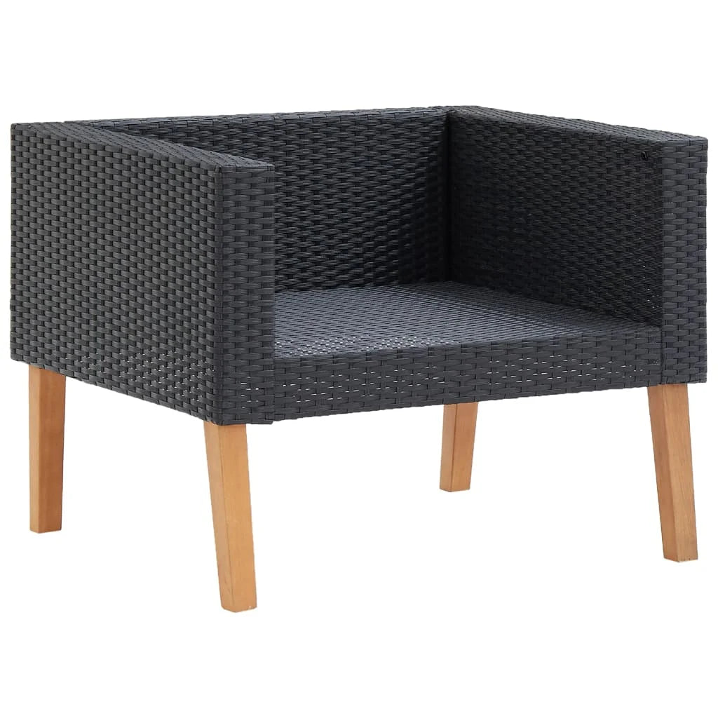 Single Patio Sofa with Cushions Poly Rattan Black L2880