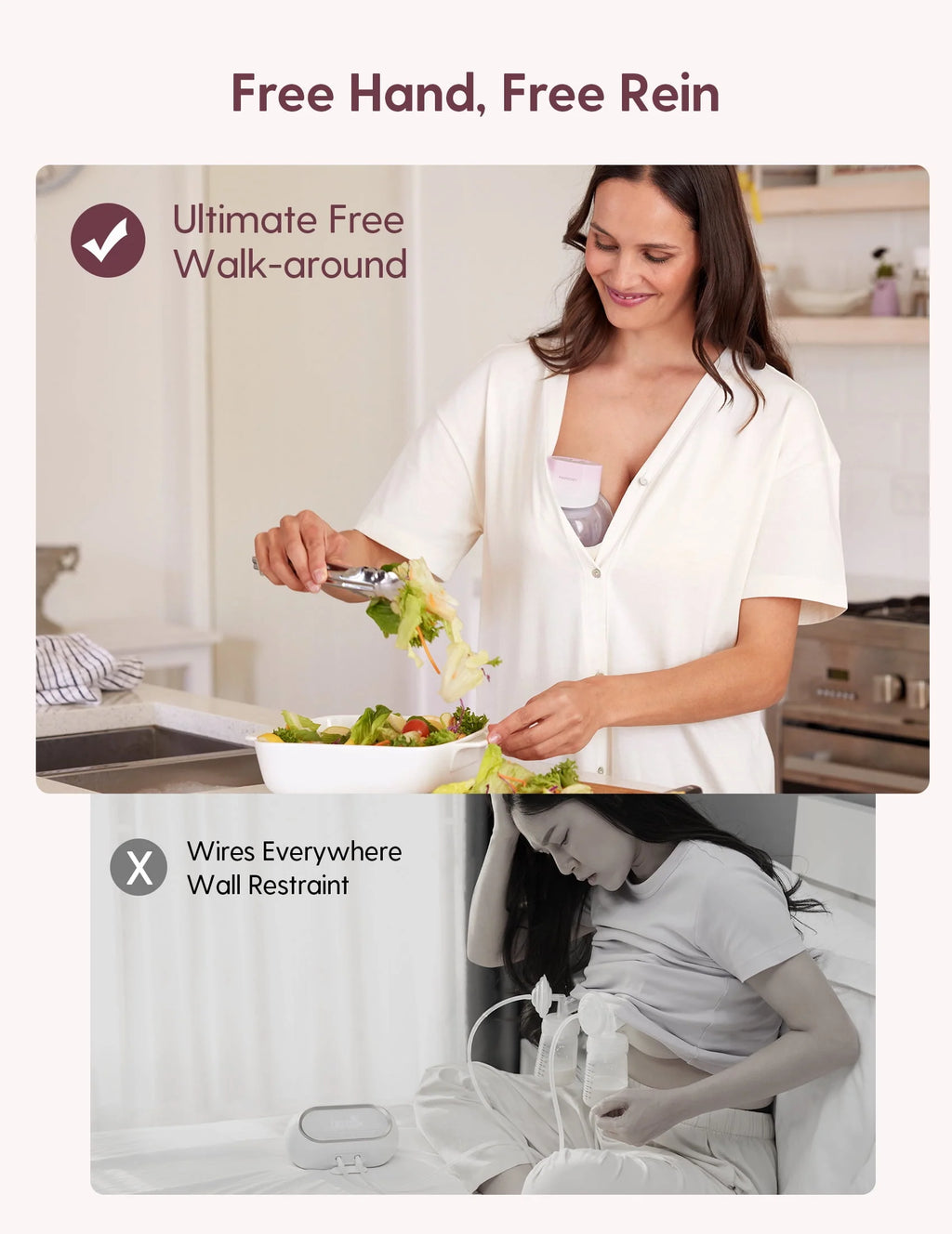 Pink Pro Hands Free Wearable Electric Breast Pump 24mm 2 Pack R935