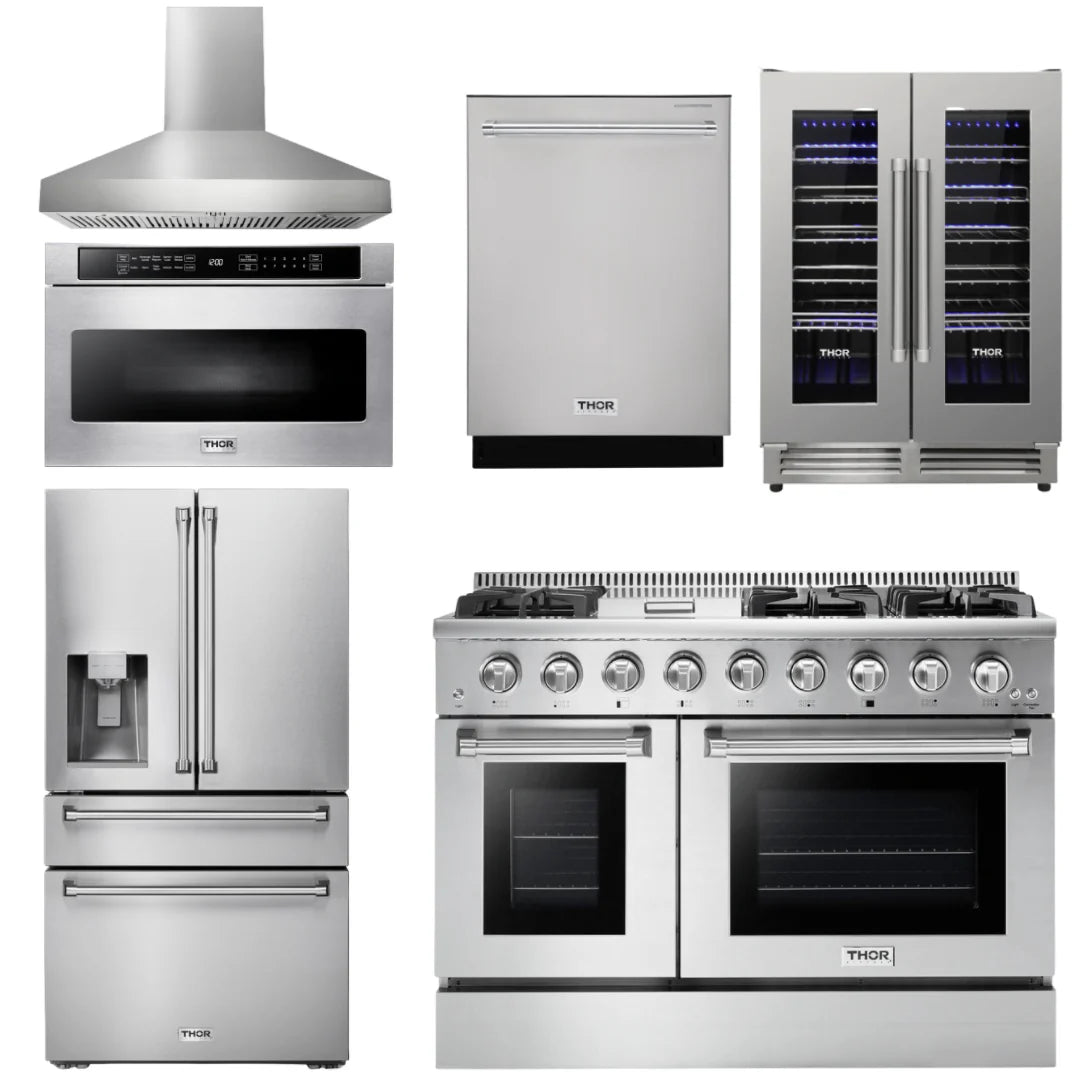 48 Propane Gas Range, Range Hood, Refrigerator, Dishwasher, Microwave, Wine Cooler K723451