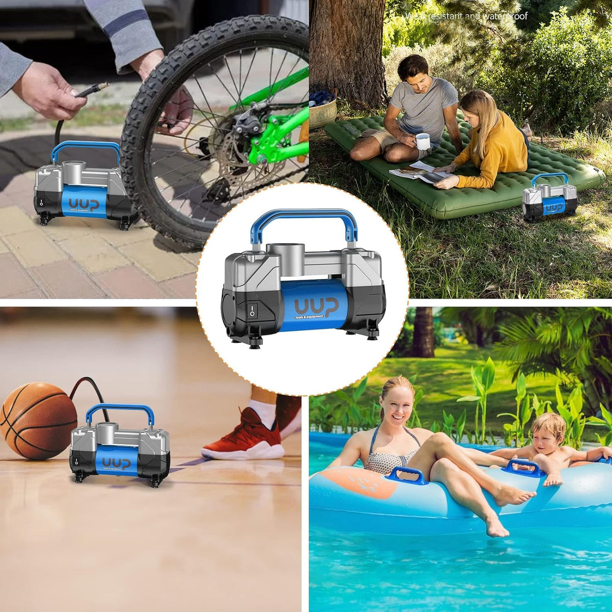 Portable Air Compressor Tire Inflator, Double Cylinders, 12V DC, Metal Air Pump, Pack of 2 K393770