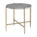 Champagne Light Gray Manufactured Wood Metal Round End Table P3366