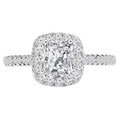 14K White Gold Radiant Diamond Cushion Halo Engagement Ring D13136