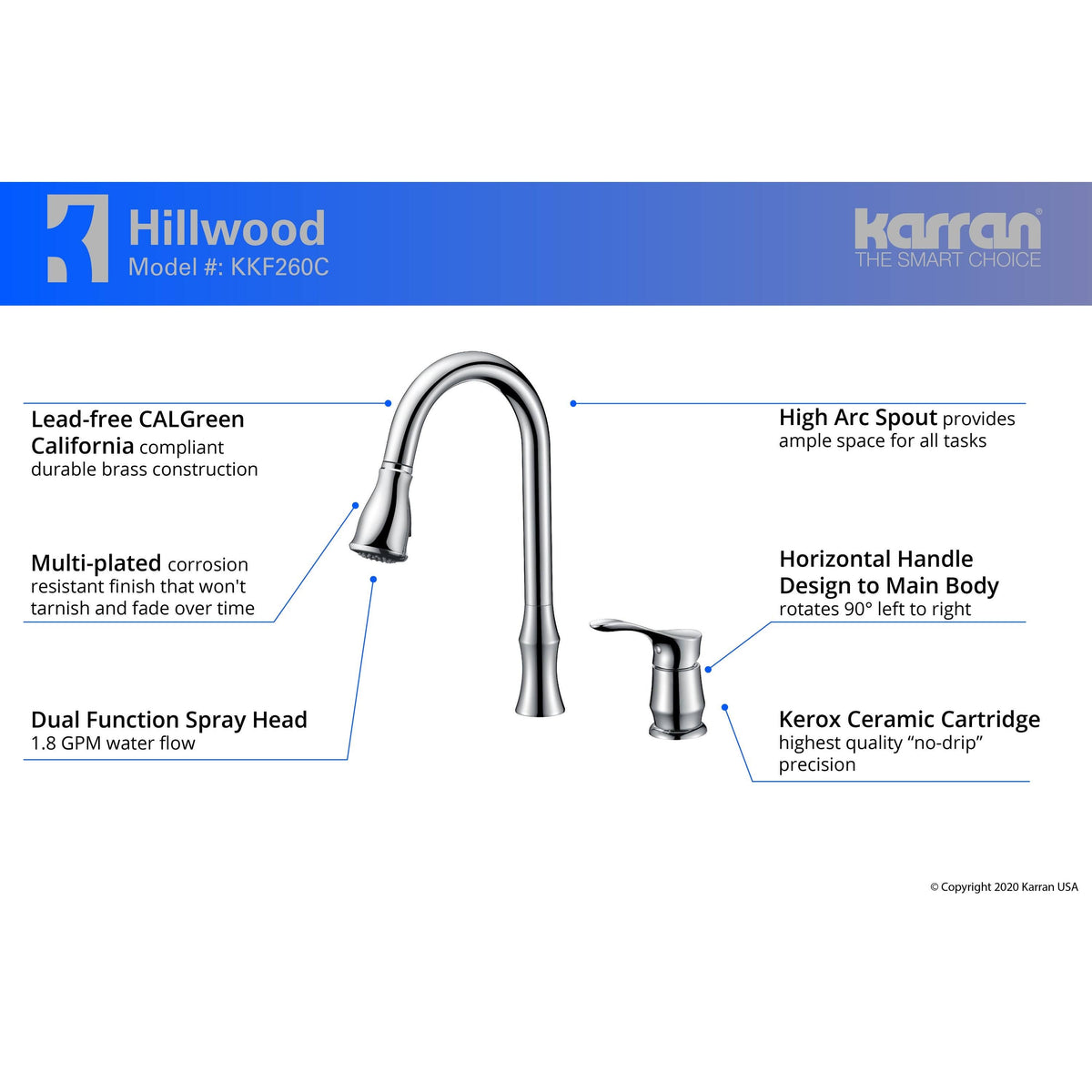 Chrome Single-Handle Pull-Down Sprayer Kitchen Faucet Q5822
