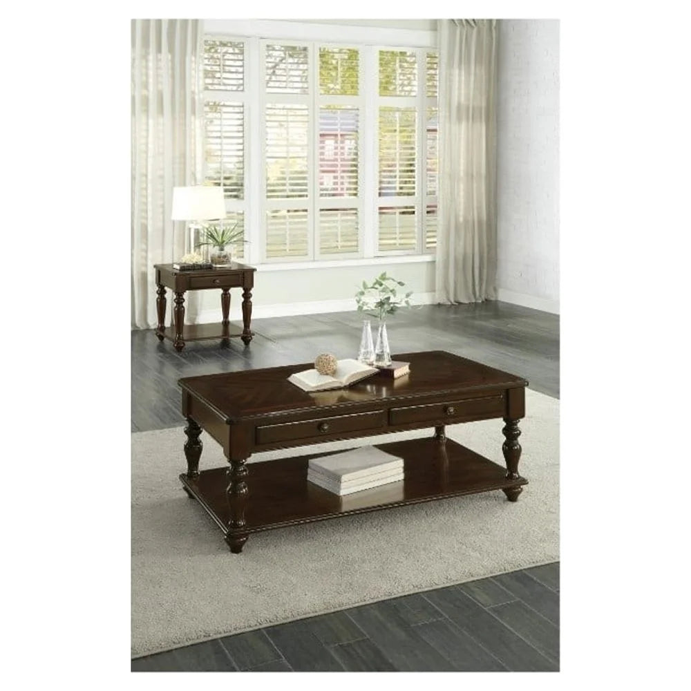 2 Drawer Wooden Cocktail Table with Bottom Shelf G766690