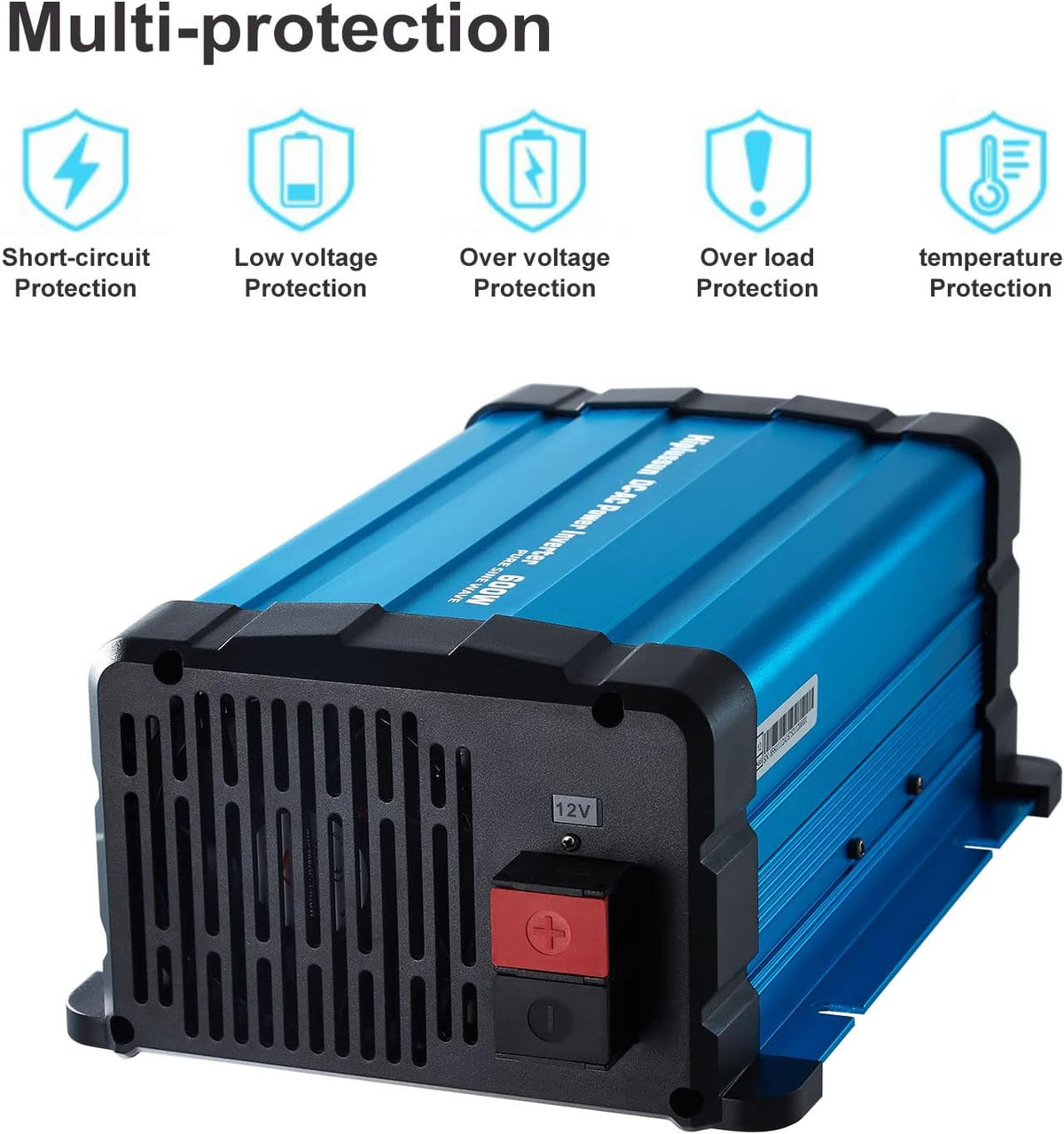 600 Watt Pure Sine Wave Power Inverter 12v to 110v DC to AC with USB and AC Outlet U361