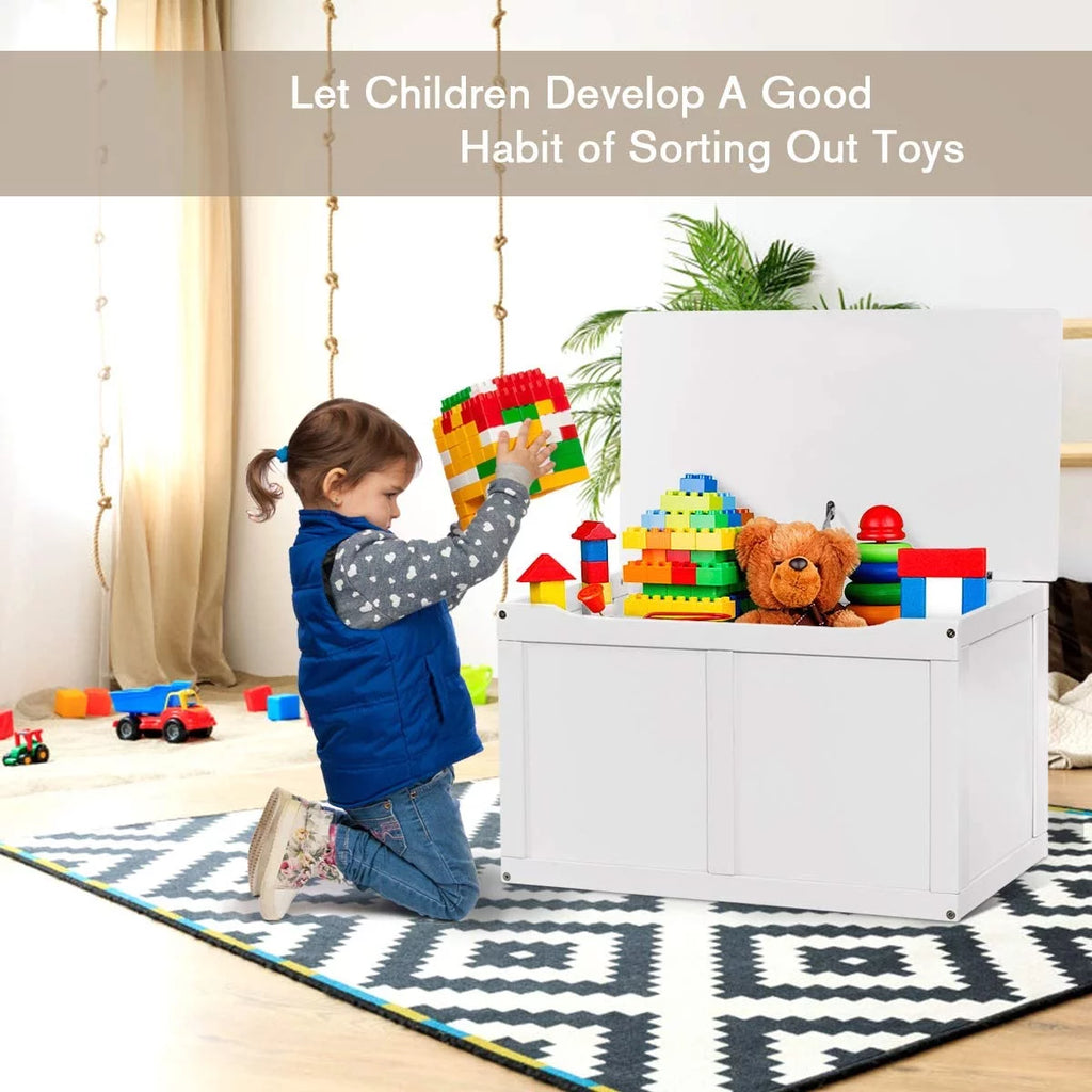 White Wooden Toy Box Storage Chest Bench U3145