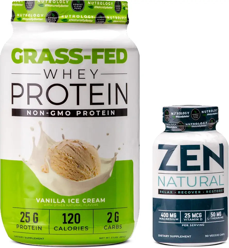 Grass Fed Whey Protein Powder Vanilla Ice Cream Flavor 28 Servings T6746