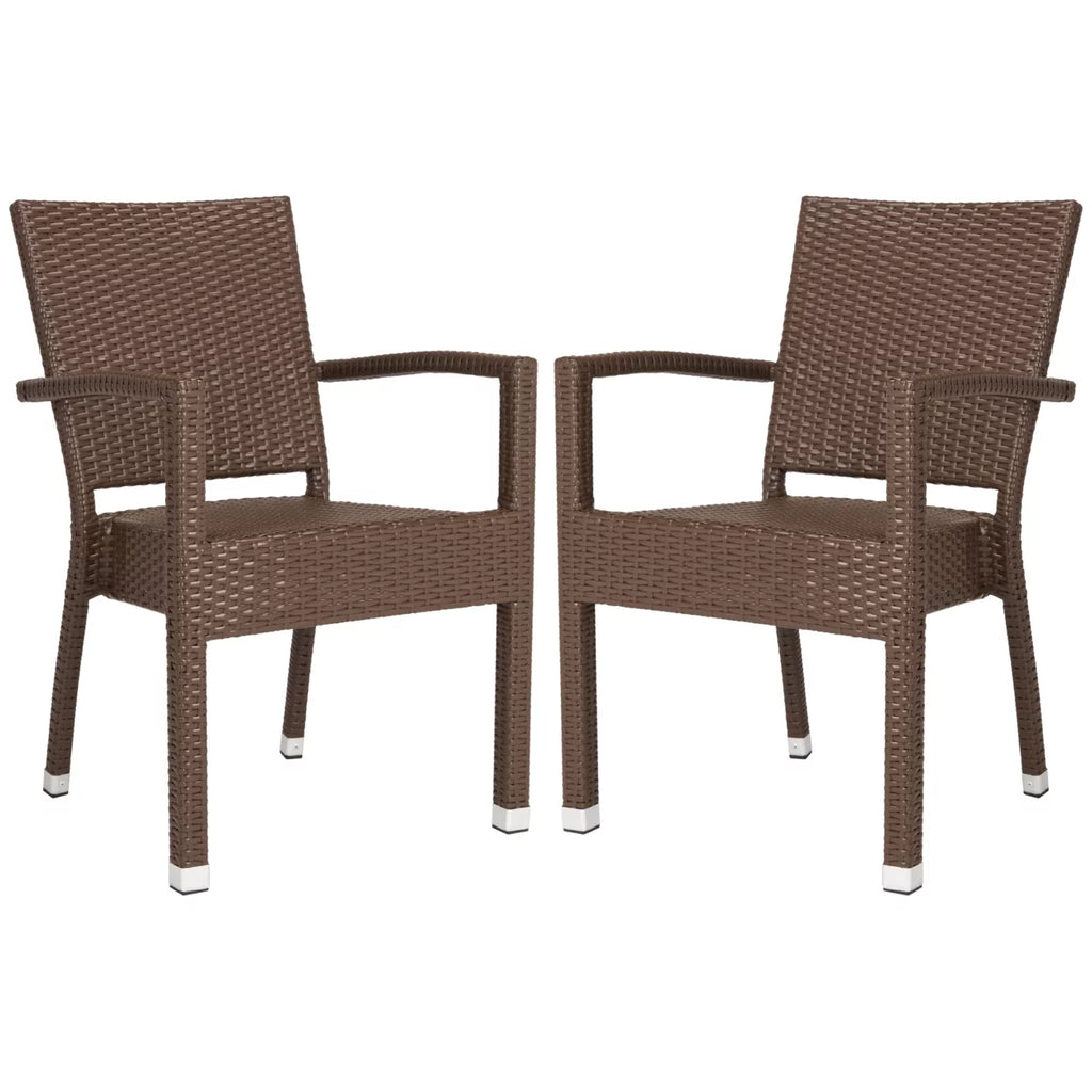 Brown Outdoor Stacking Armchair Set of 2 C211