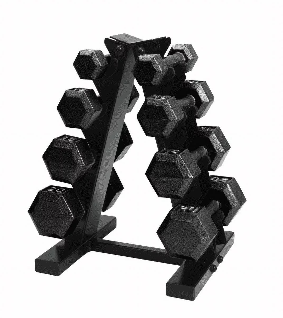 100 lb Cast Iron Hex Dumbbell Weight Set with Rack V96536