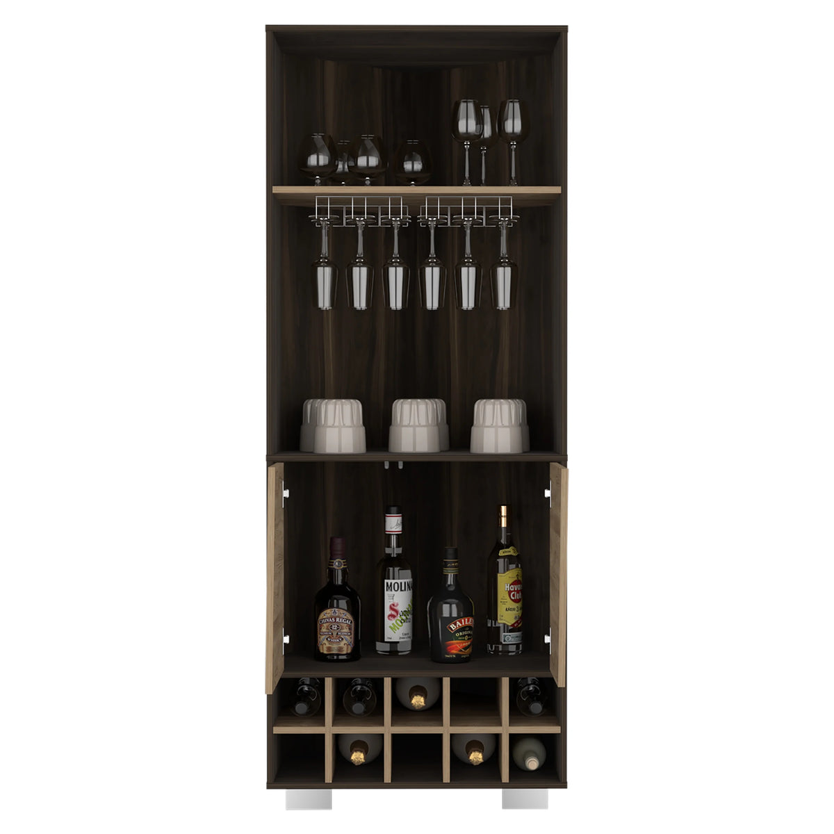 Corner Bar Cabinet Dark Oak Pine B444