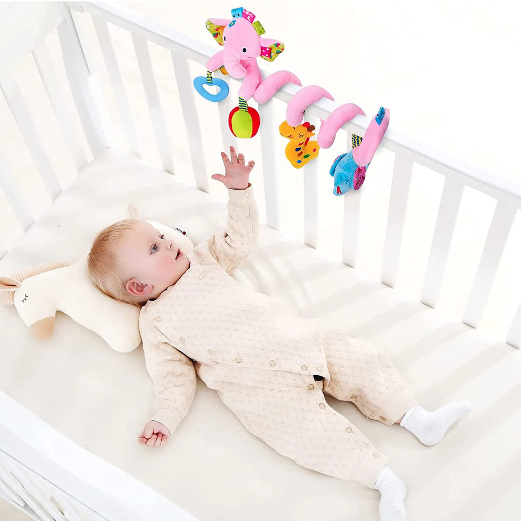 Pink Elephant Hanging Plush Rattles Crib Toy K327834