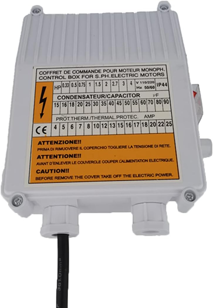 Well Pump Control Box 1.1KW 1.5HP 60uf 25A Capacitor Starter for Submersible Pump Pack of 2 M79381