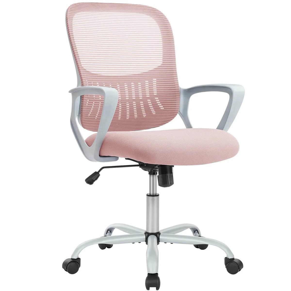 Pink Ergonomic Mesh Office Chair with Lumbar Support and Arms N126