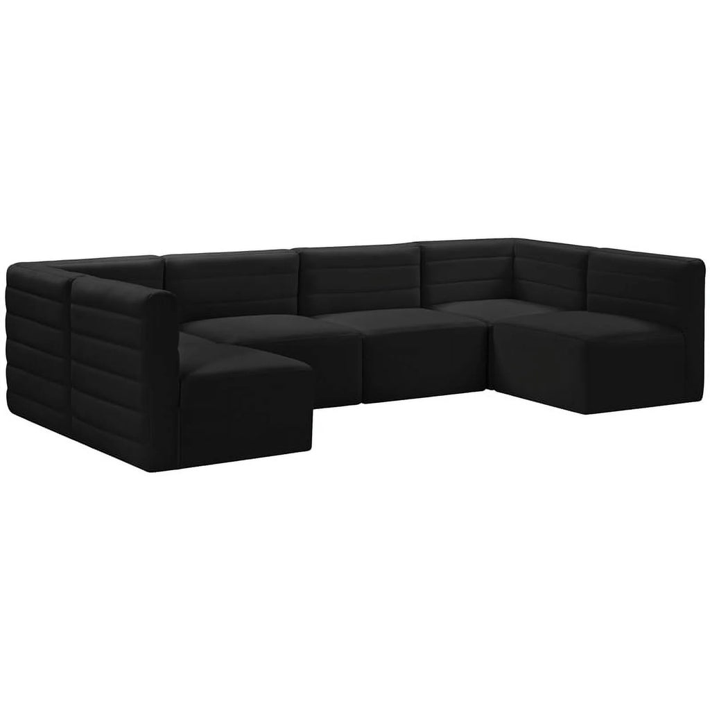 Black Velvet Modular Sectional D628