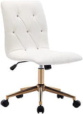 White PU Leather Armless Office Chair with Gold Base V27794