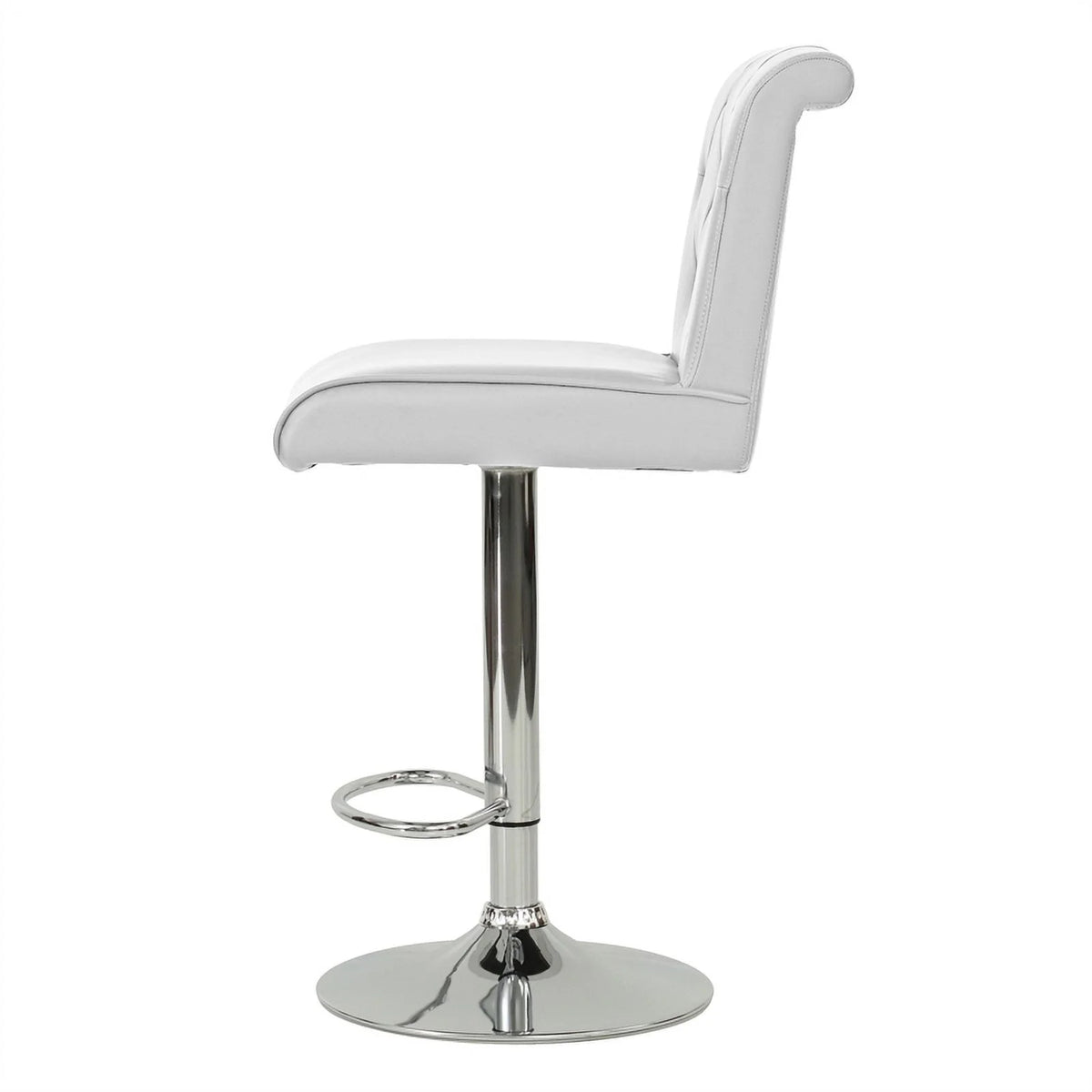 White Faux Leather Adjustable Height Swivel Barstool Set of 2 R8657