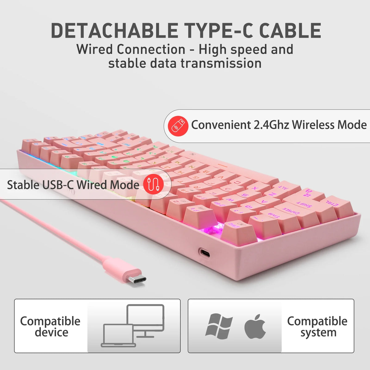 RGB Wireless Mechanical Keyboard with Blue Switches O833254