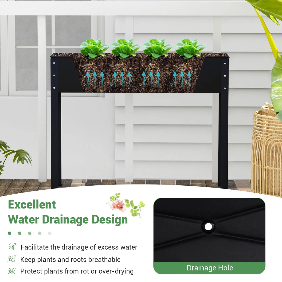 40'' Metal Raised Garden Bed with Legs A52692