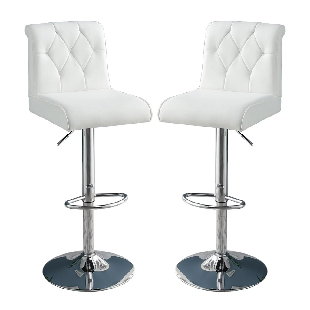 White Faux Leather Adjustable Height Swivel Barstool Set of 2 R8657