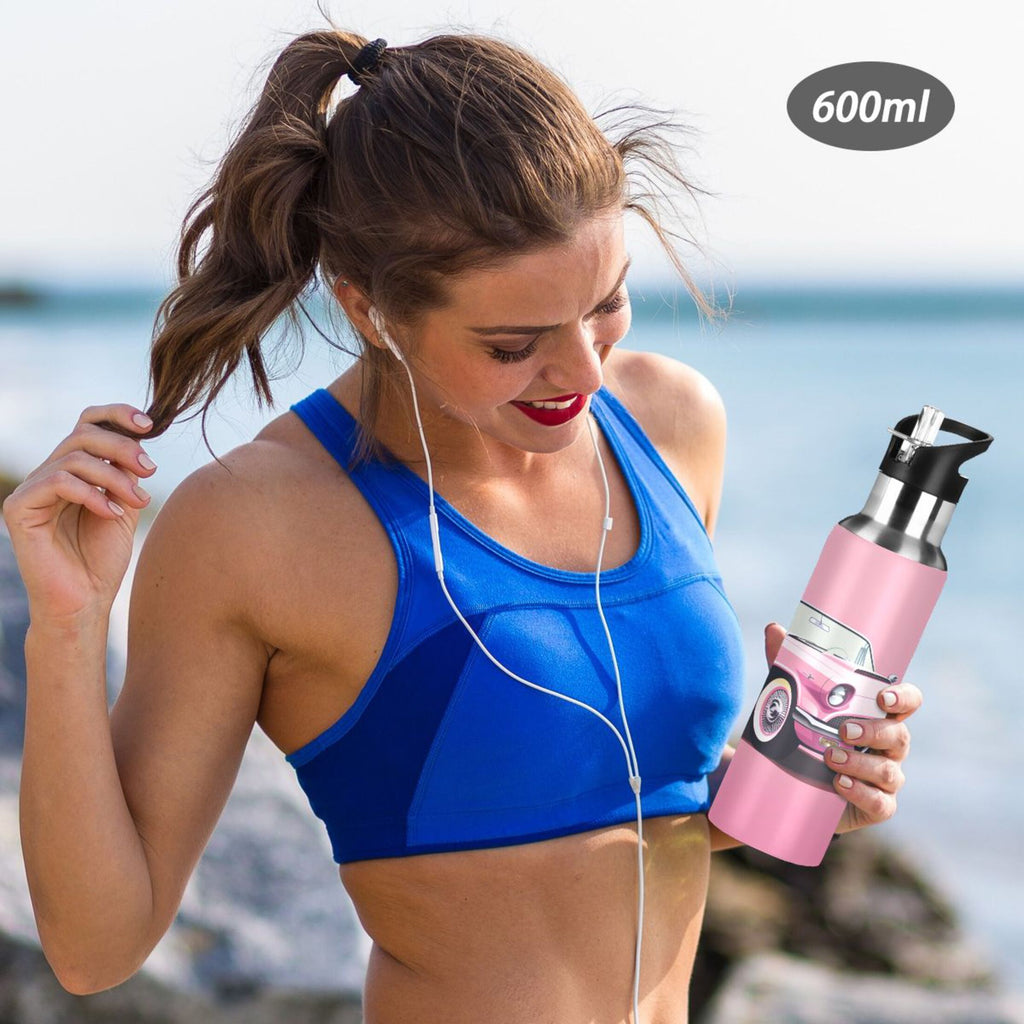 Pink Insulated Stainless Steel Water Bottle with Straw Lid 20 oz H12021