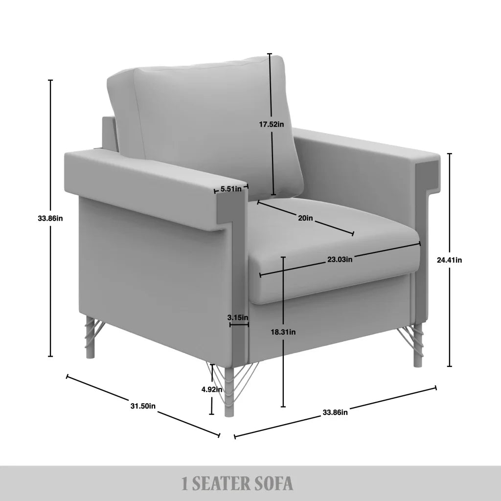Beige Velvet Upholstered Armchair A599