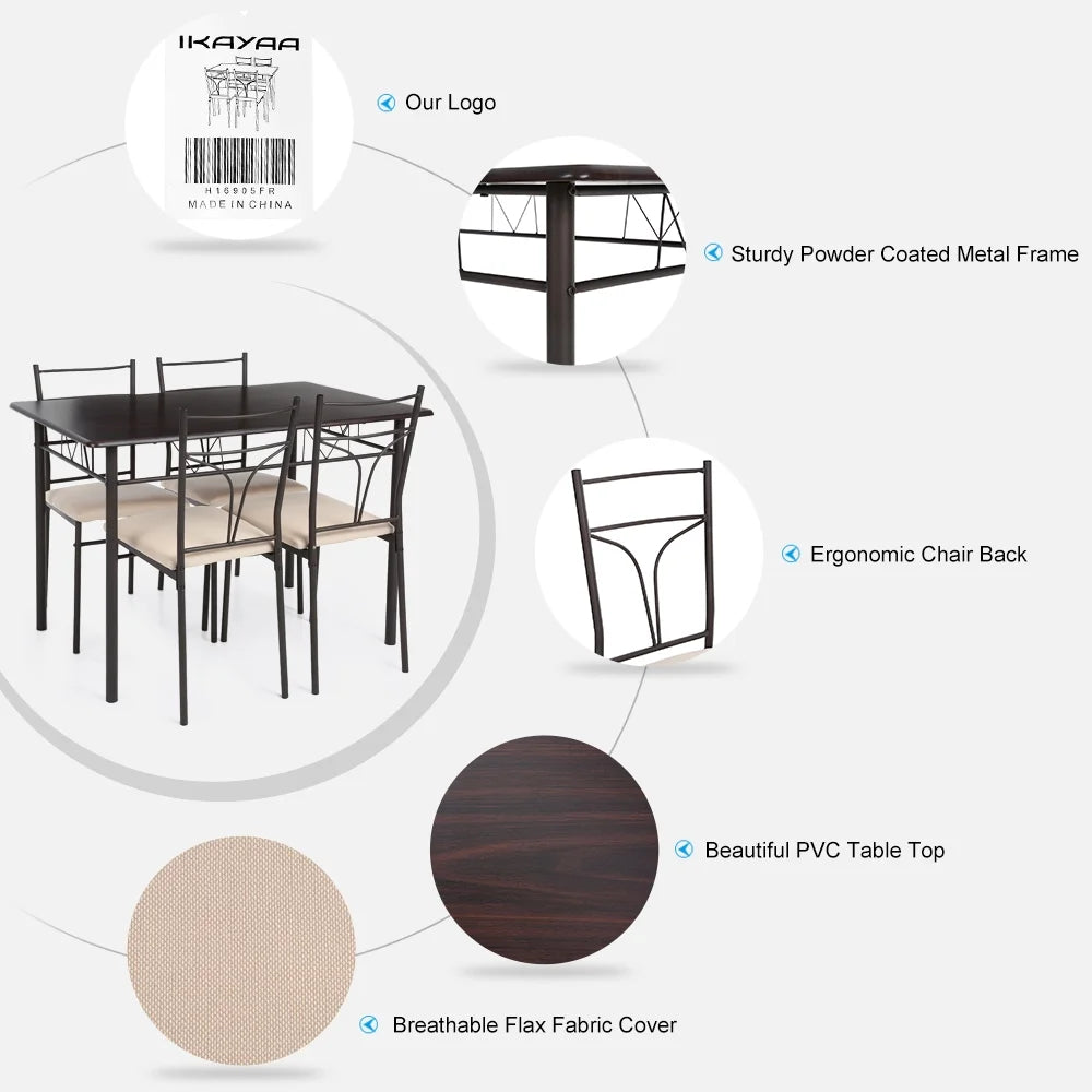 Black Metal Dining Table Chairs Set P3867