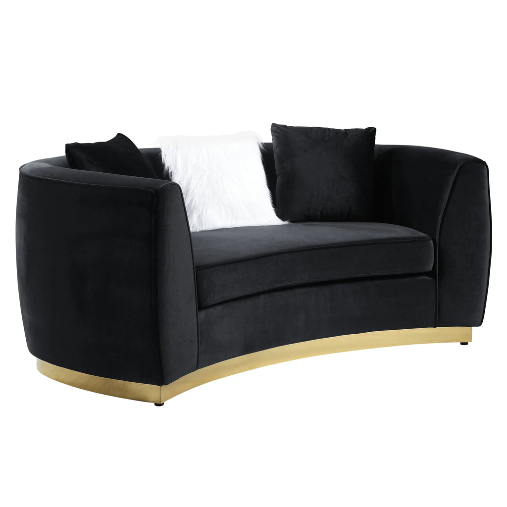 Black Velvet Curved Love Seat Sofa Q655