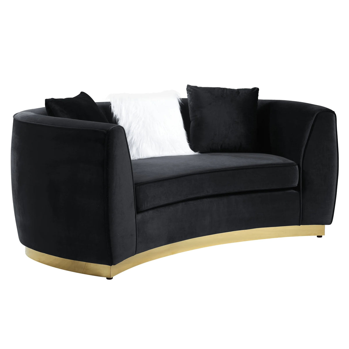 Black Velvet Curved Love Seat Sofa Q655
