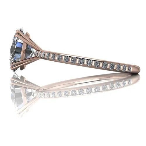Oval Diamond Bridal Rings Solid 14K Rose Gold T842271
