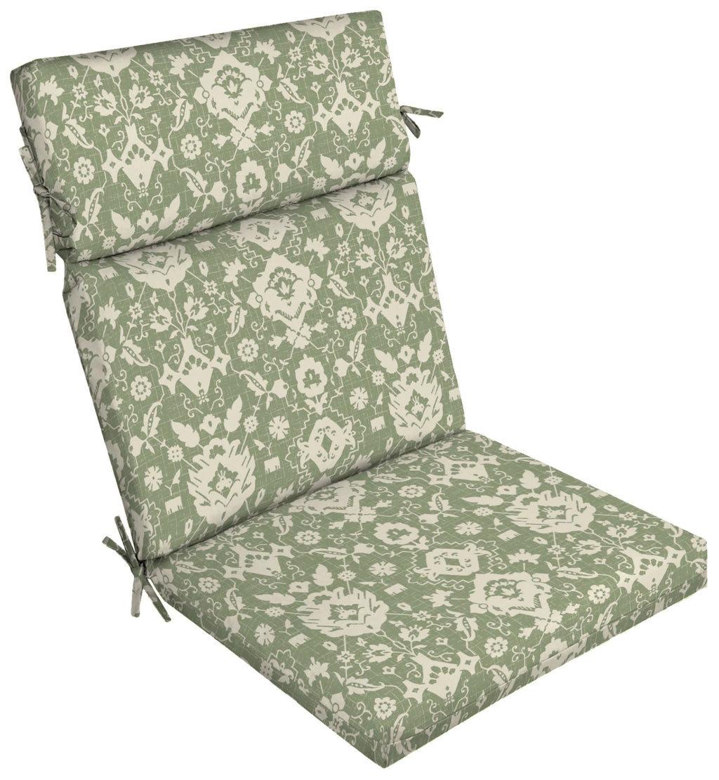Green Damask Rectangle Outdoor Chair Cushion T64636