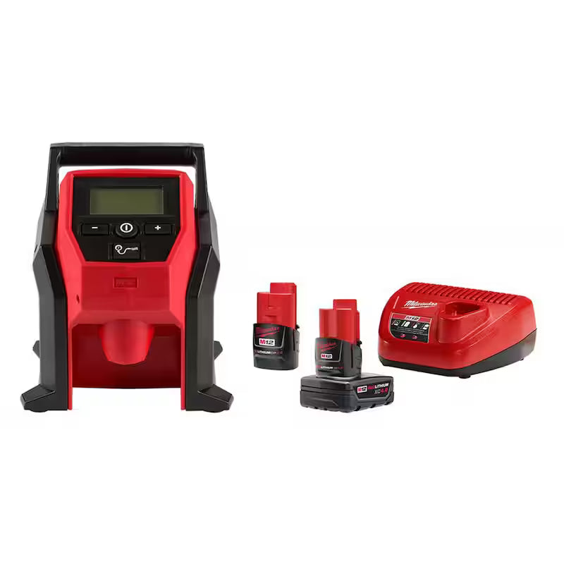 12-Volt Cordless Electric Inflator Kit with Battery Packs and Charger Z636