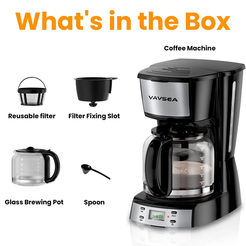 12 Cup Programmable Drip Coffee Maker with Glass Carafe T151734