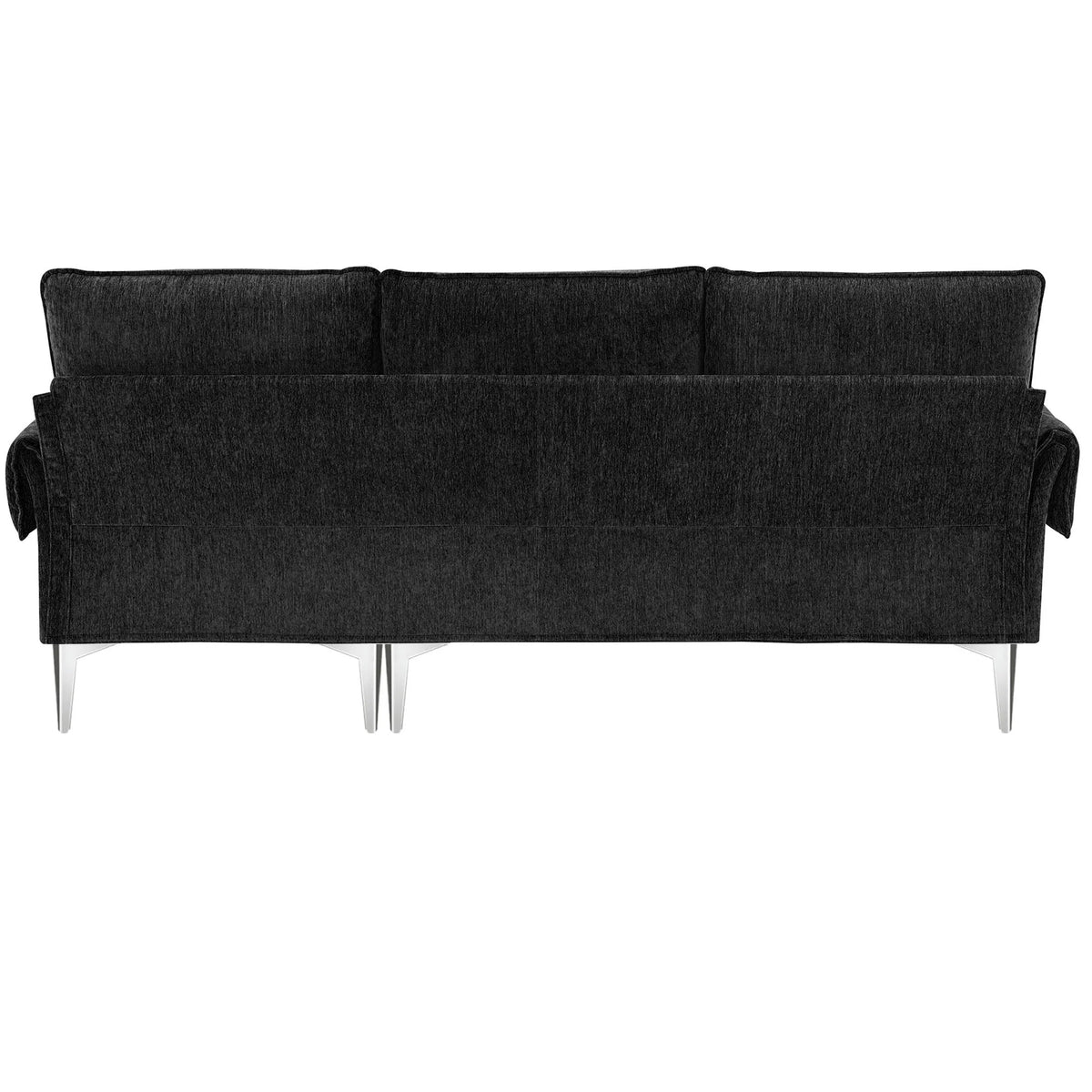 84" Black Chenille Convertible Sectional Sofa Z935
