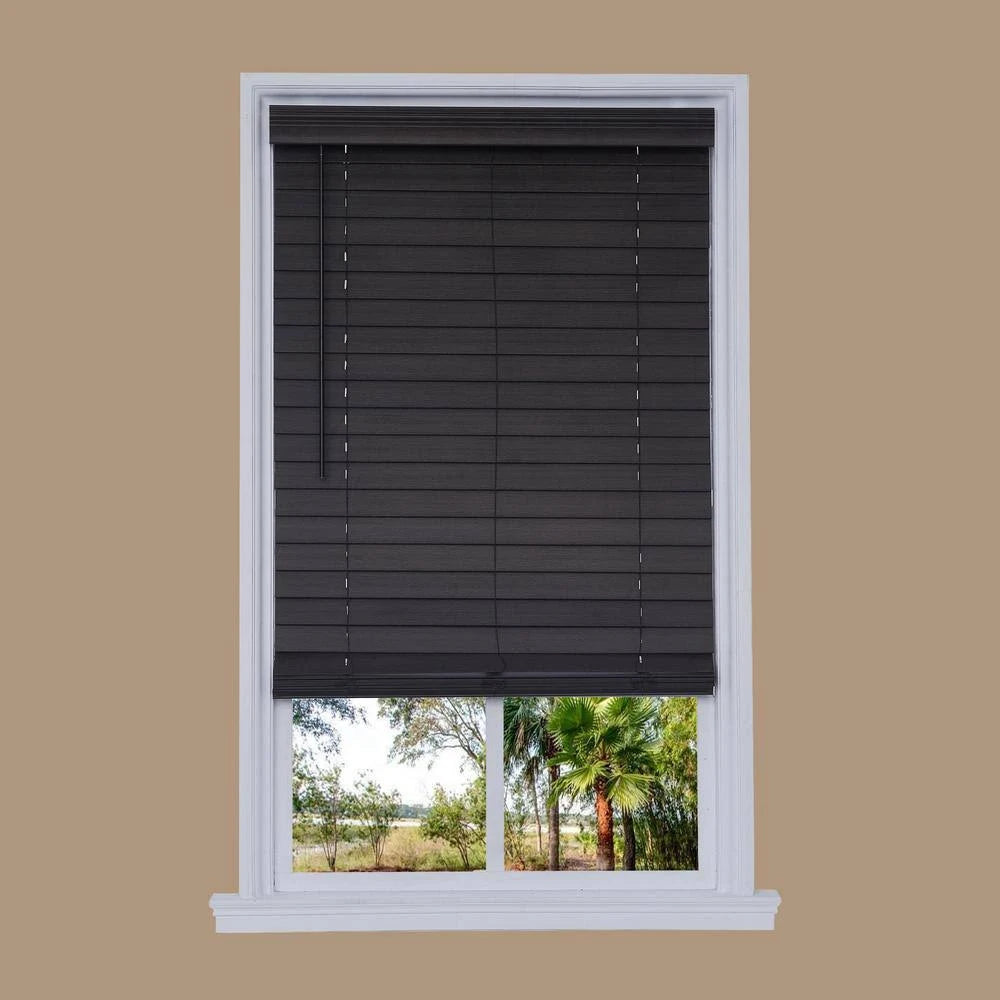 Walnut Faux Wood Cordless Room Darkening Horizontal Blinds V434