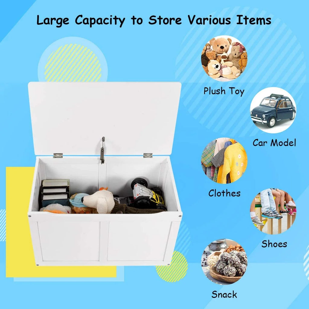 White Wooden Toy Box Storage Chest Bench U3145