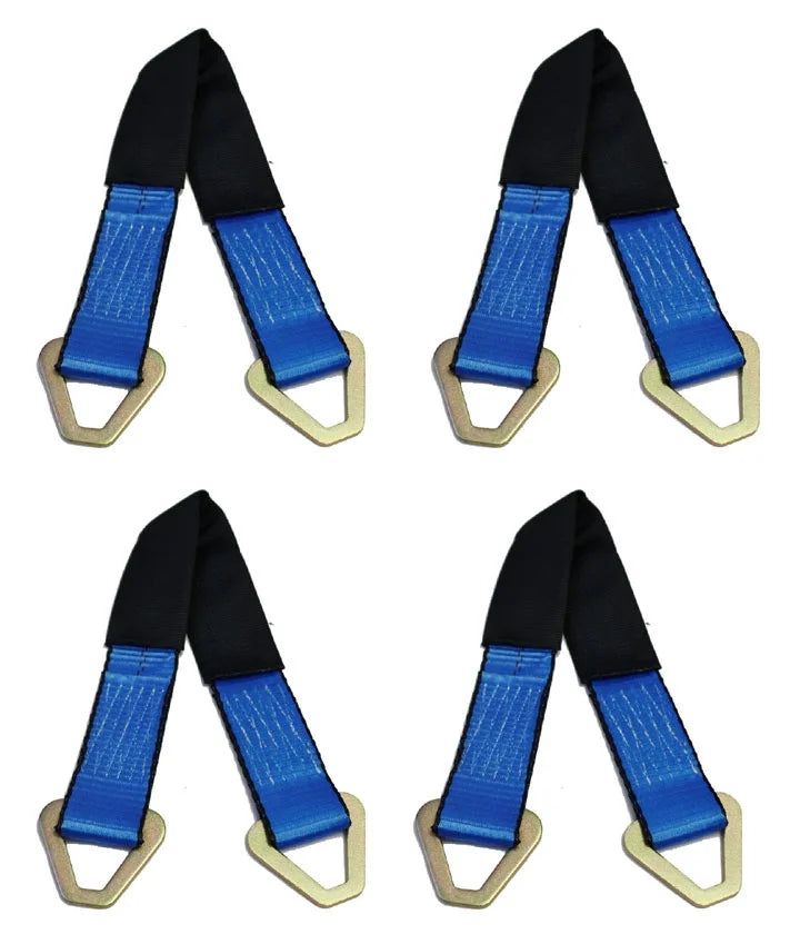 (4 Pack) 2" x 24" Heavy Duty Tie Down Axle Straps with D-Ring and Protective Sleeve, 10,000LBS Capacity N1718
