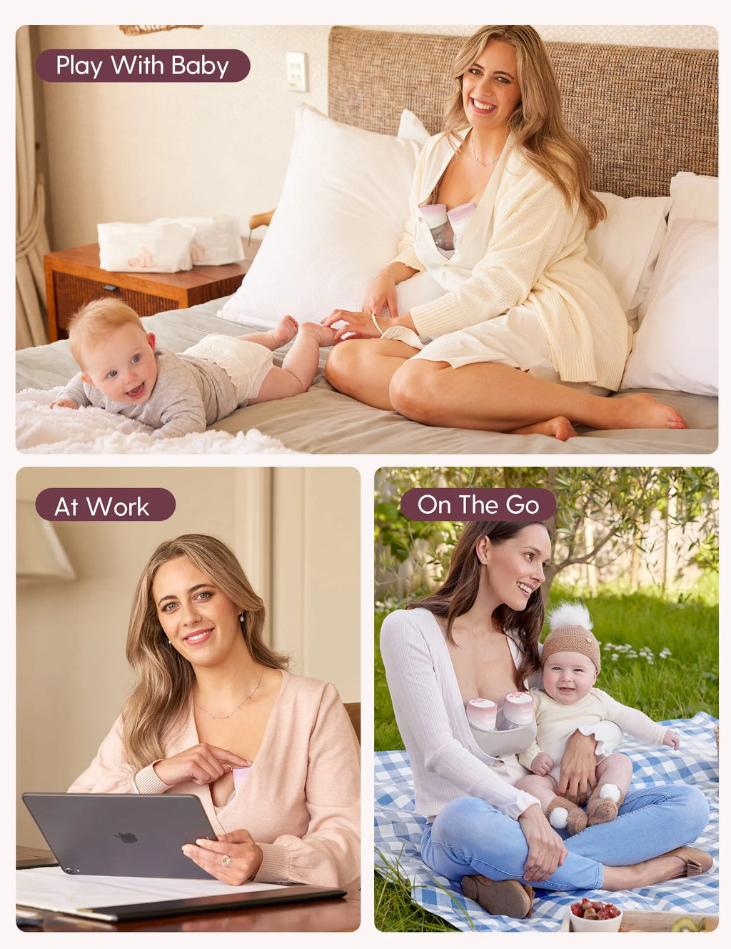 Pink Pro Hands Free Wearable Electric Breast Pump 24mm 2 Pack R935