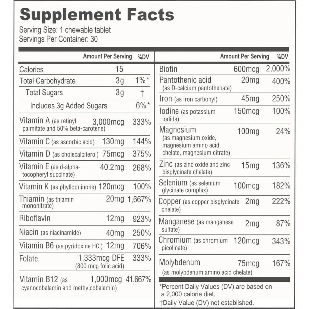 Bariatric Multivitamin Chewable Tablets with Calcium Citrate and D3 I830044