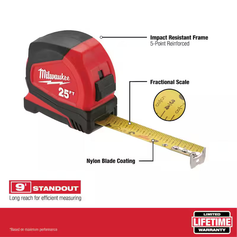 12 ft. Compact Tape Measure with Pliers V7753