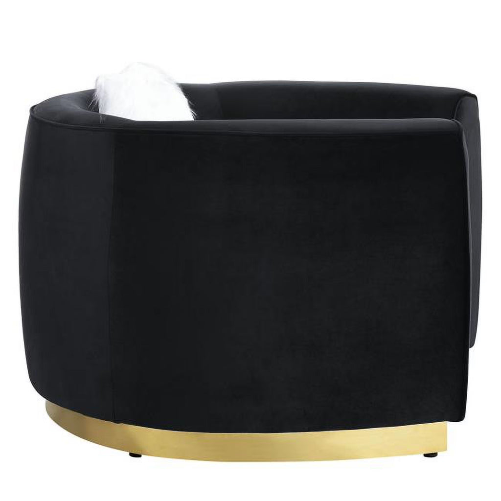 Black Velvet Curved Love Seat Sofa Q655